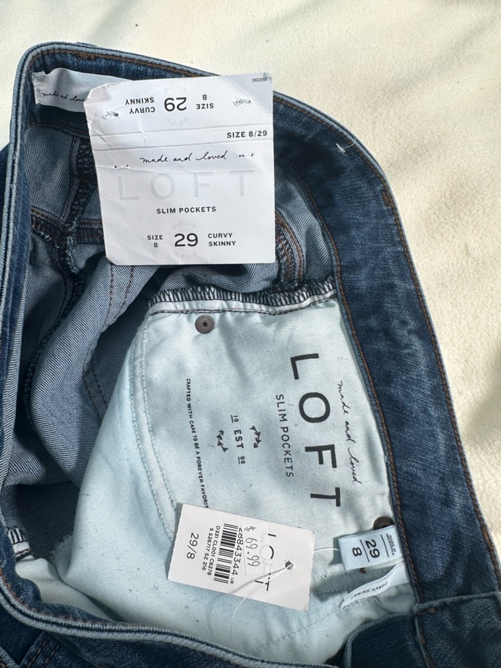 NWT LOFT Women’s Dark Wash Curvy Skinny Jeans Size 29/8 - Picture 7 of 7